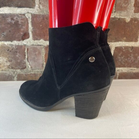 Paul Green Nora Black Waterproof Suede Heeled Booties Sz 7 - Picture 6 of 8